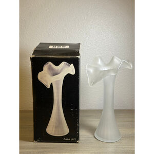 vintage frosted satin glass "Jack-in-the-pulpit" vase *with box*